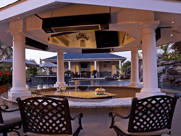 single stage sunpak heaters under a gazebo